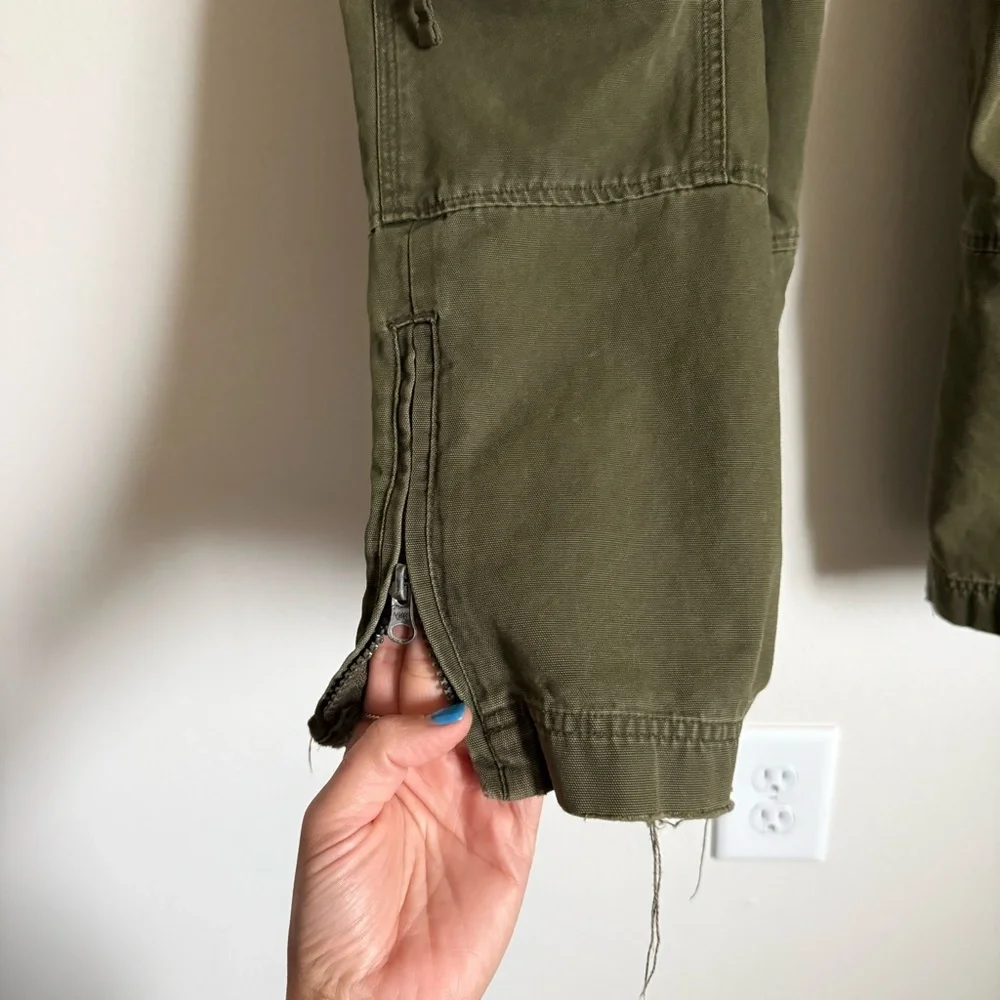 Y2K Old Navy Men's Olive Green Cargo Pants Size 36 Baggy Workwear Utility Cotton